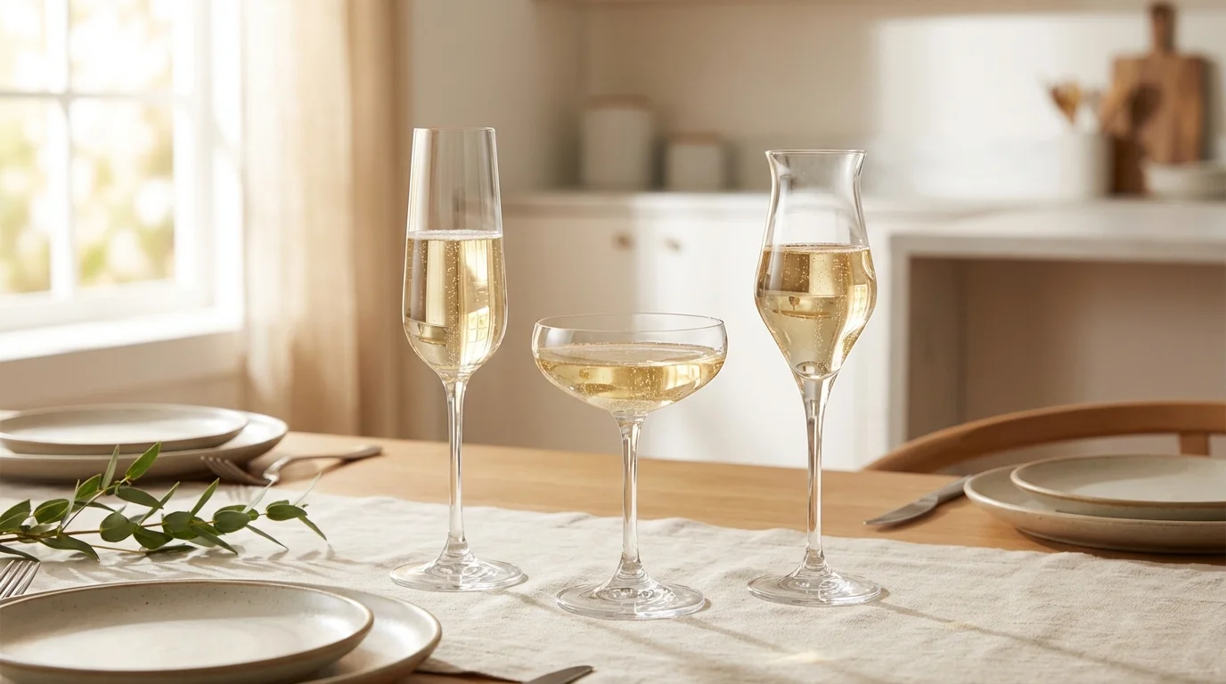 Copas de cava y champán: flauta, cupé y tulípan