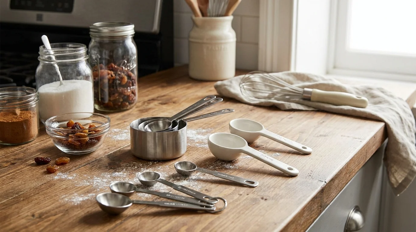 Cucharas medidoras y tazas de medición para reposteros