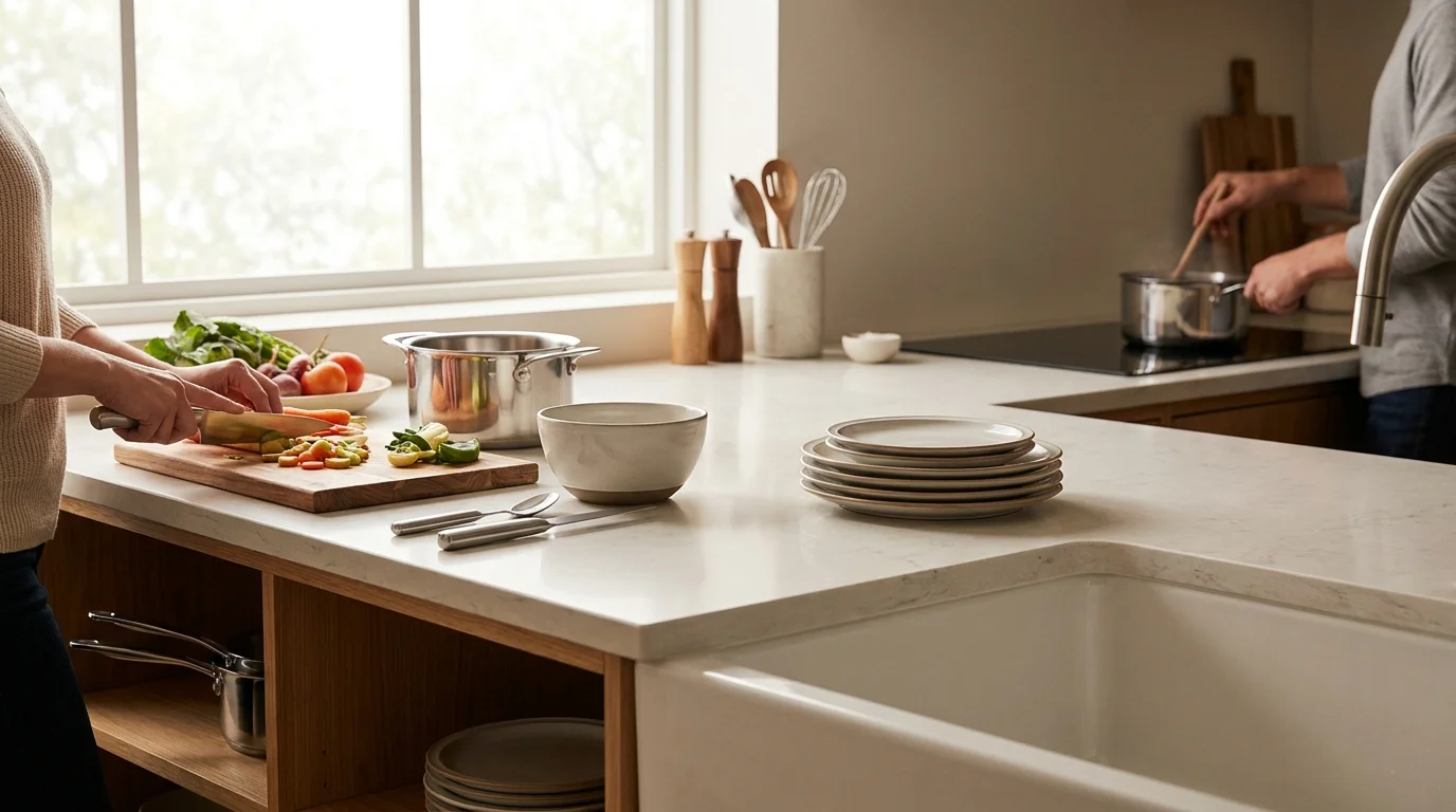 Ergonomía en la cocina: altura de encimera y distribución