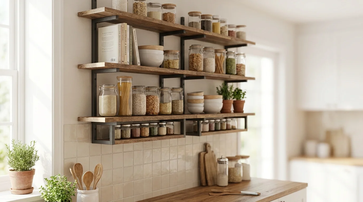 Estanterías de cocina para pared: aprovecha el espacio vertical