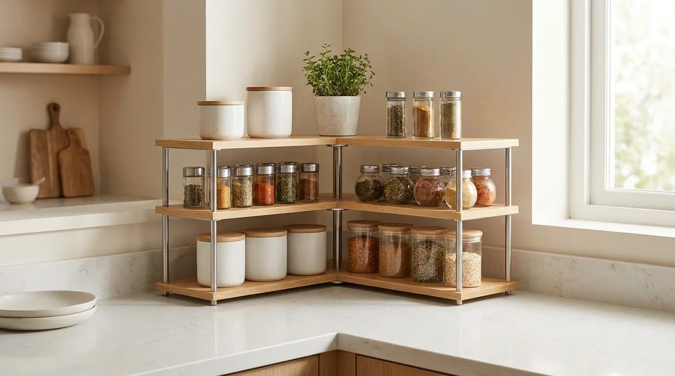 Organizador rinconero para aprovechar las esquinas de la cocina