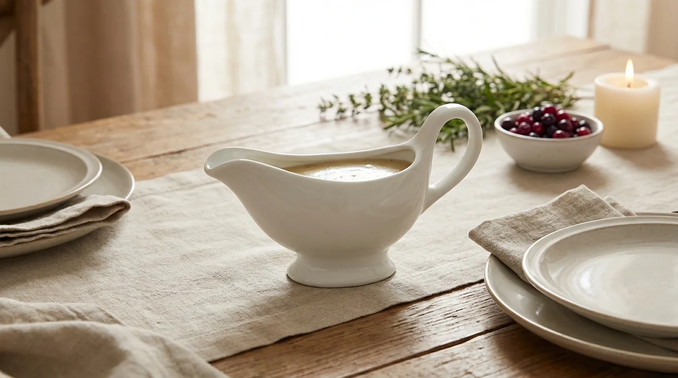 Salsera de porcelana para servir en la mesa