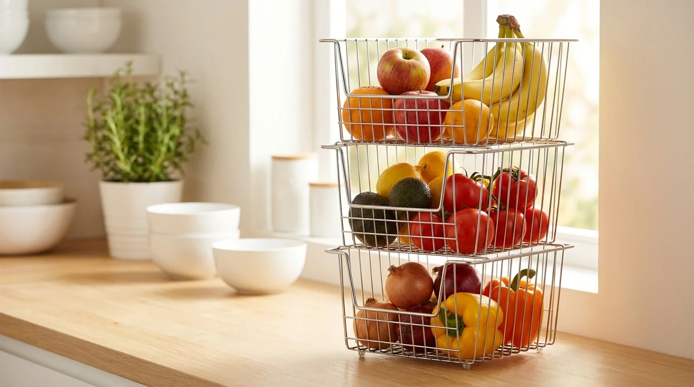Torre de frutas y verduras para la cocina