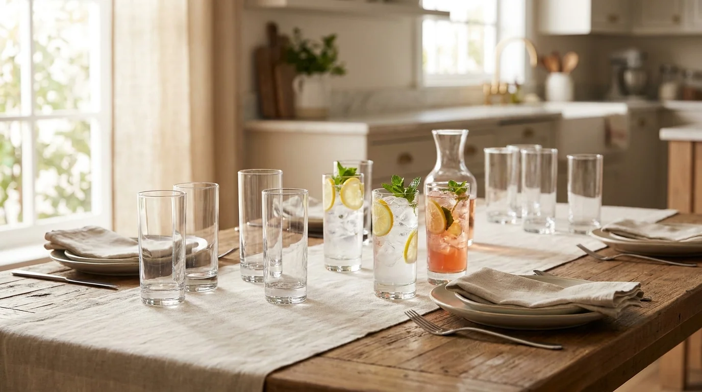 Vasos de tubo y highball para cócteles en casa